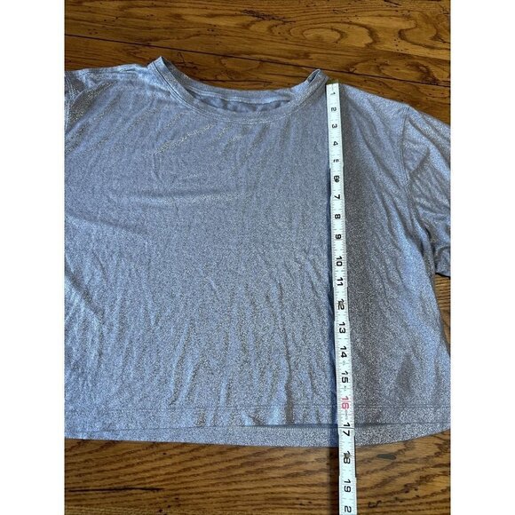 Lululemon X SoulCycle Womens 6?To The Beat Tee Luminosity Foil Print Grey Silver - Picture 3 of 7